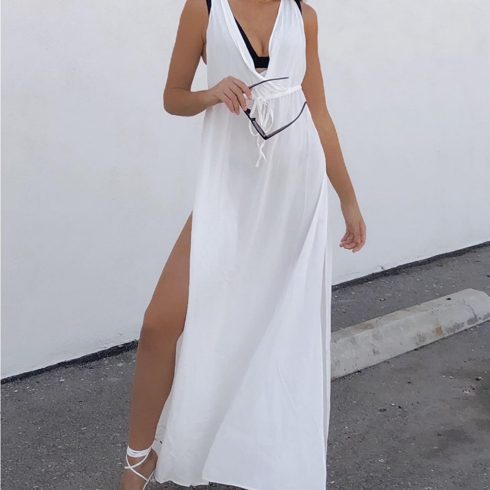 beige nasty gal swim cover up maxi dress